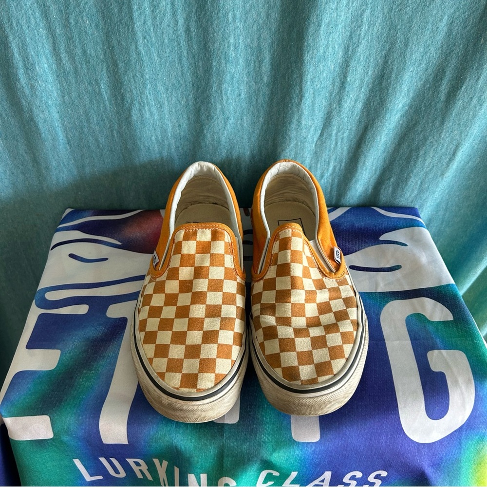 Vans Checkerboard Slip-On Shoes - Orange